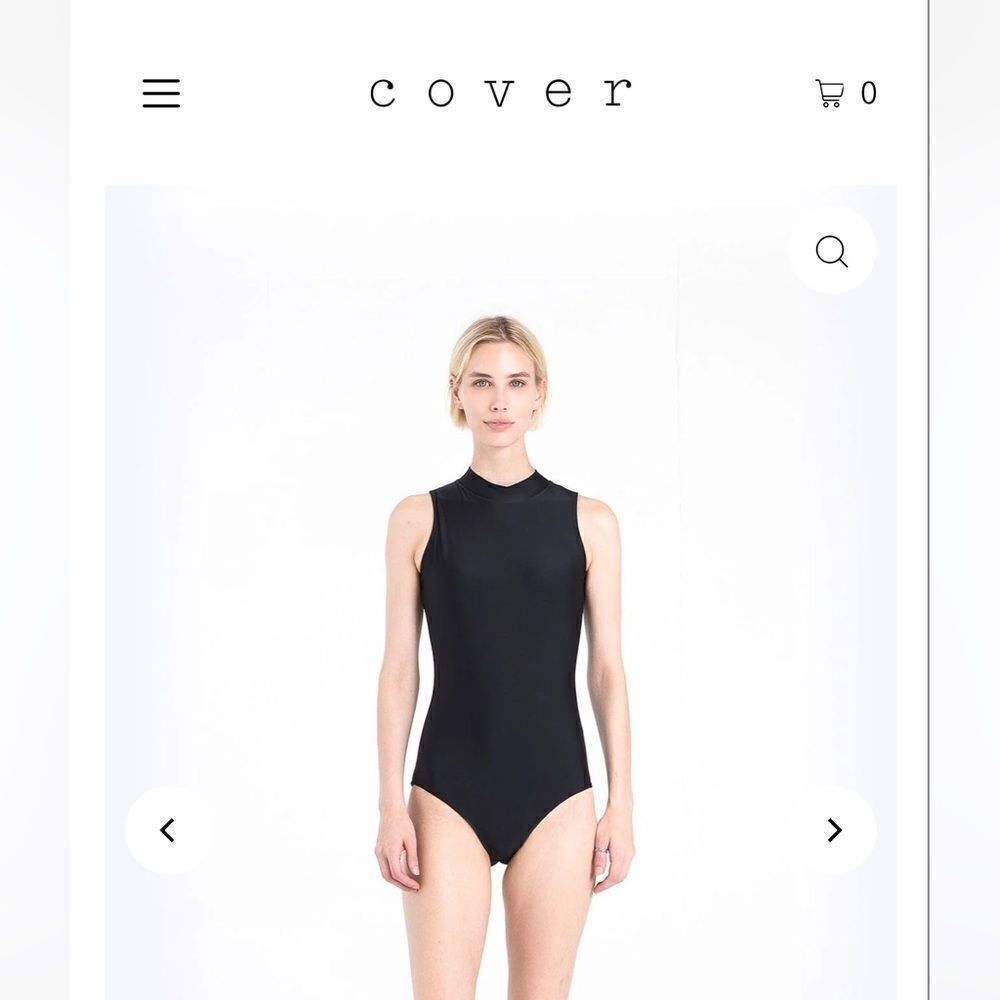NWT COVER One Piece UPF 50 Swim Suit Sleeveless Mock Neck Zipper Back
